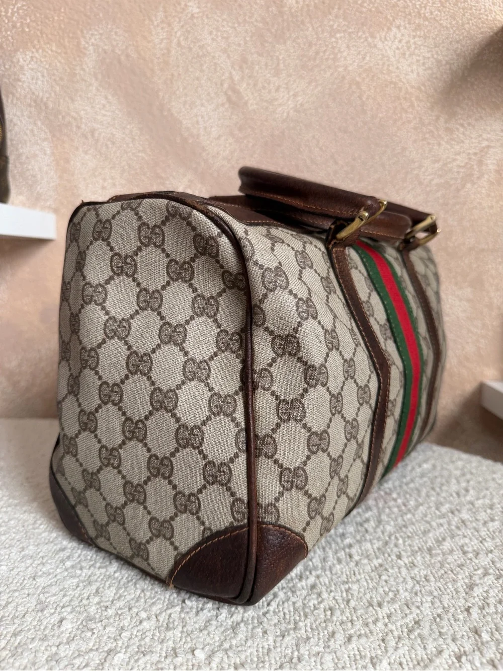 Gucci Beige GG Canvas Duffel with COA